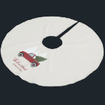 Jupon De Sapin En Polyester Brossé Noël vintage Red Truck<br><div class="desc">Conception de Noël Vintage personnalisée pour Camion Rouge.</div>