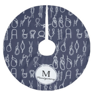 Jupon De Sapin En Polyester Brossé Noeuds de corde blanche marine et Nom de famille b