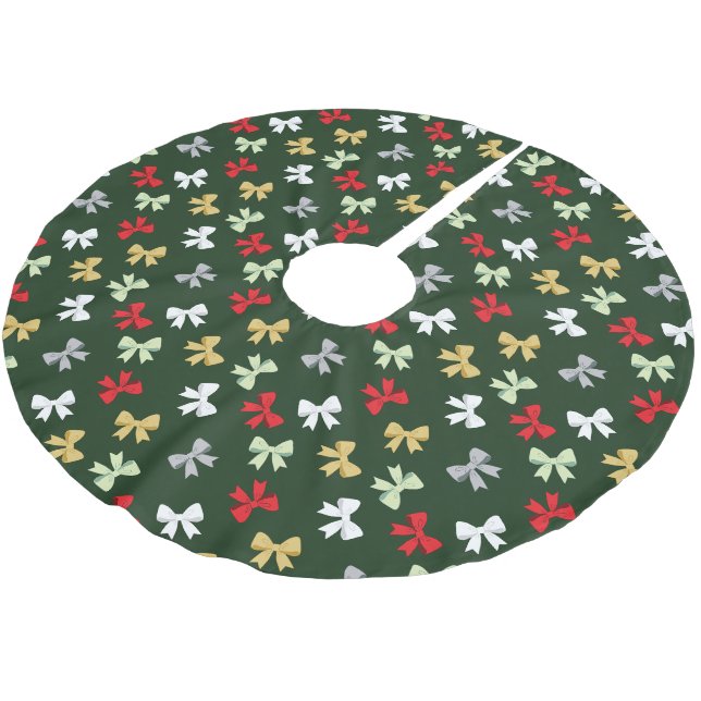 Jupon De Sapin En Polyester Brossé Noeuds de fête (Angle)