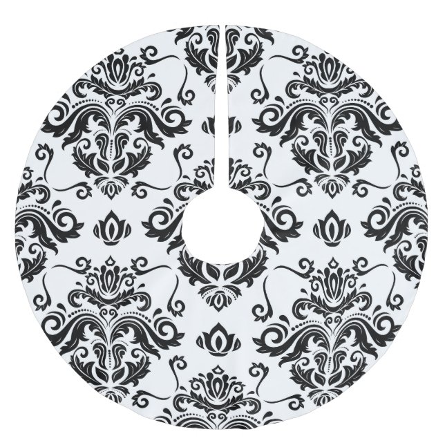 Jupon De Sapin En Polyester Brossé Noir et blanc oriental : Texture classique (Devant)