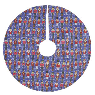 Jupon De Sapin En Polyester Brossé Noisette Soldats Joli Noël Bleu neige