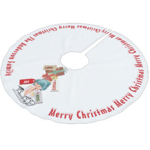 Jupon De Sapin En Polyester Brossé Nom de famille Hiver Luge Mignon Noël Vintage