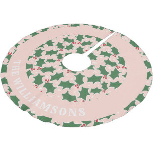 Jupon De Sapin En Polyester Brossé nom de famille personnalisé jupe d'arbre de Noël