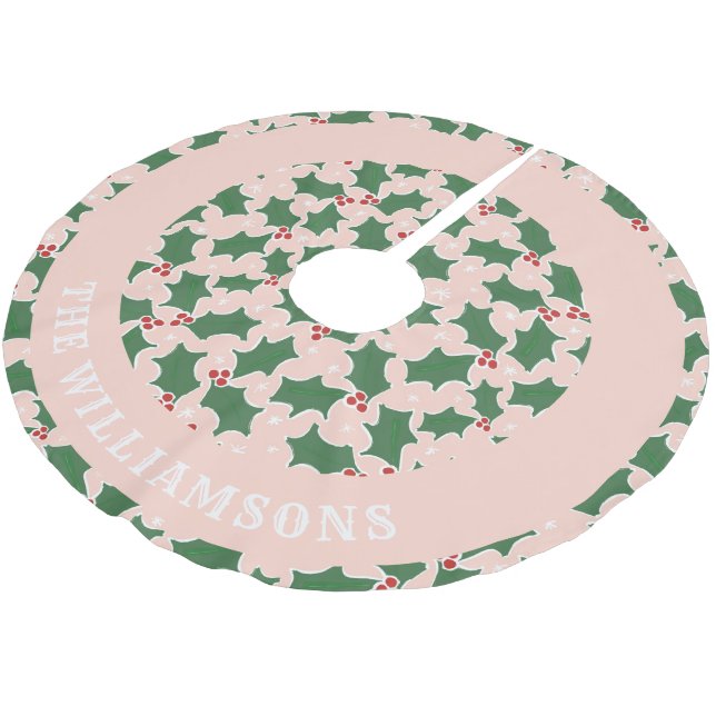 Jupon De Sapin En Polyester Brossé nom de famille personnalisé jupe d'arbre de Noël (Angle)