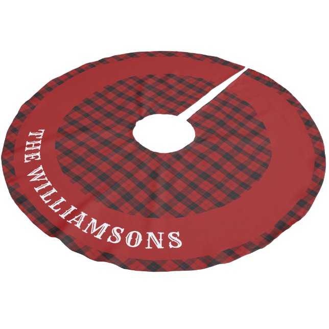 Jupon De Sapin En Polyester Brossé nom de famille personnalisé jupe d'arbre de noël (Angle)