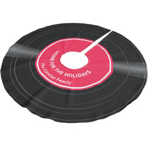 Jupon De Sapin En Polyester Brossé Nom de famille personnalisé Vinyl Record Rouge