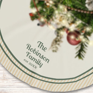 Jupon De Sapin En Polyester Brossé Nom de famille rayé vert