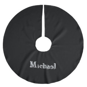 Jupon De Sapin En Polyester Brossé Nom monogramme moderne minimaliste noir blanc