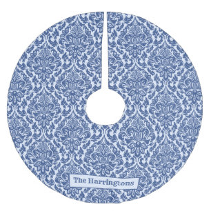 Jupon De Sapin En Polyester Brossé Nom personnalisé Damask Pattern arbre jupe