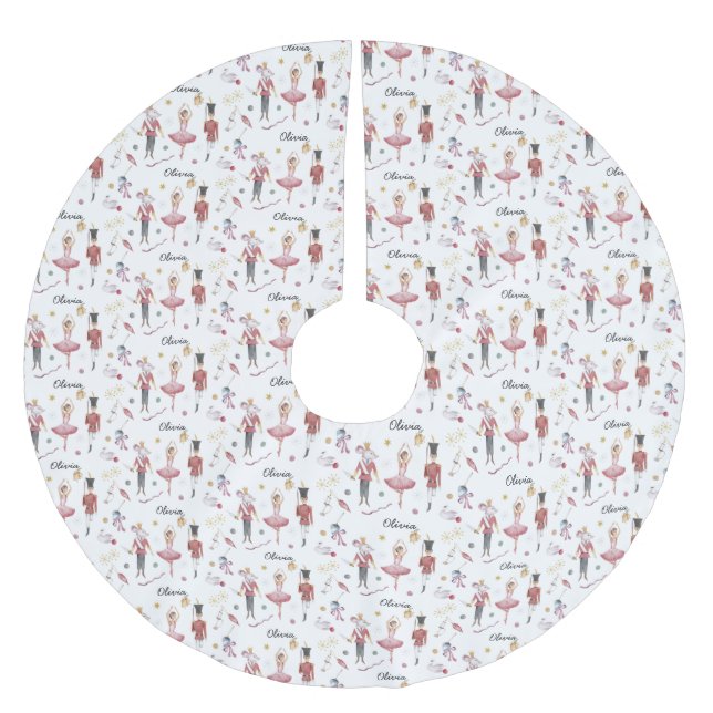 Jupon De Sapin En Polyester Brossé Nom personnalisé Nutcracker Ballet Ballerina Noël (Devant)