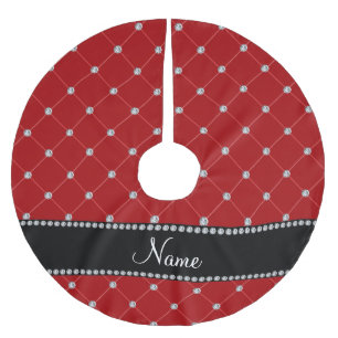 Jupon De Sapin En Polyester Brossé Nom personnalisé tuft de diamants rouges