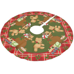 Jupon De Sapin En Polyester Brossé Nounours de Noël festifs