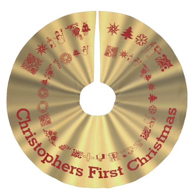 Jupon De Sapin En Polyester Brossé Nouvel Noël personnalisé (Devant)