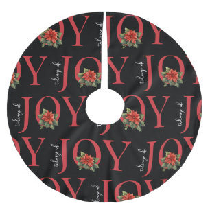 JUPON DE SAPIN EN POLYESTER BROSSÉ NOUVELLES DE JOIE MOTIF POINSETTIA DE NOËL ROUGE