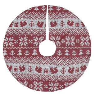 Jupon De Sapin En Polyester Brossé Nuit, Noël, écureuils, motif vintage.