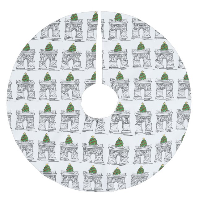 Jupon De Sapin En Polyester Brossé NYC Washington Carré Arch Greenwich Village Tree (Devant)