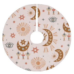 Jupon De Sapin En Polyester Brossé Oeil céleste, lune, motif du soleil.