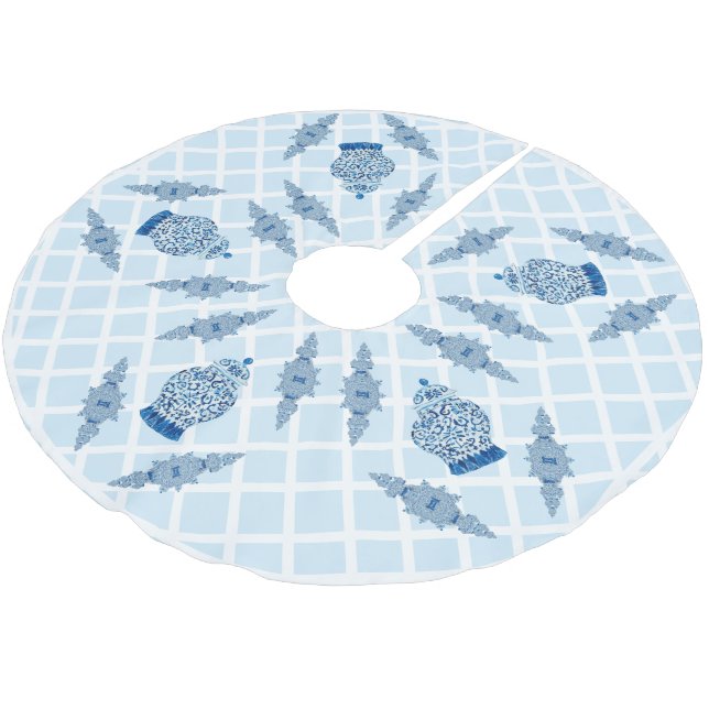 Jupon De Sapin En Polyester Brossé Oeuf Blue Chinoiserie Ginger Jar Jars   (Angle)