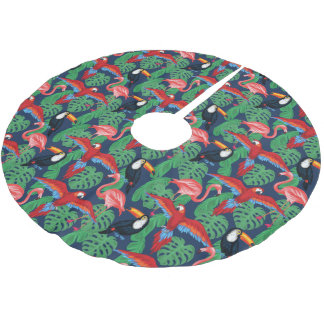 Jupon De Sapin En Polyester Brossé Oiseaux Tropicaux Aux Couleurs Lumineuses