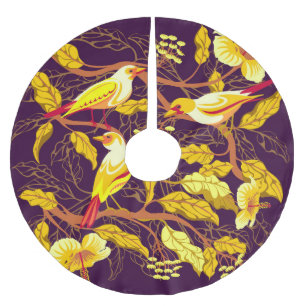 Jupon De Sapin En Polyester Brossé Oiseaux tropicaux Fleurs exotiques Illustration