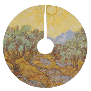 Jupon De Sapin En Polyester Brossé Oliviers de Van Gogh Ciel Soleil Jaune