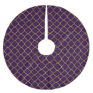 Jupon De Sapin En Polyester Brossé Or et Quatrefoil pourpre