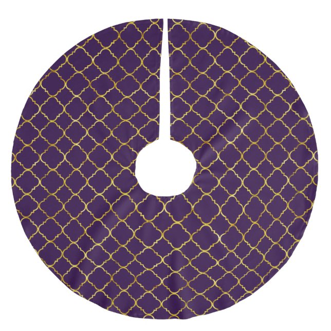 Jupon De Sapin En Polyester Brossé Or et Quatrefoil pourpre (Devant)