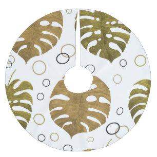 Jupon De Sapin En Polyester Brossé Or tropical : aquarelle de feuille de monstère