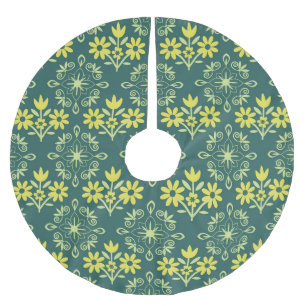 Jupon De Sapin En Polyester Brossé Ornement floral, motif élégant sans soudure.