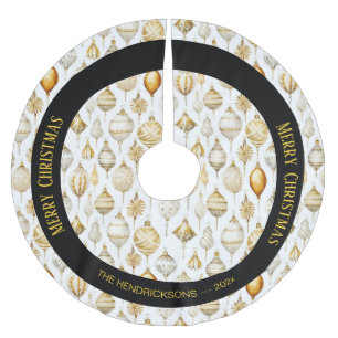 Jupon De Sapin En Polyester Brossé Ornements de Noël en argent d'or