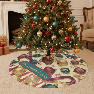 Jupon De Sapin En Polyester Brossé Ornements de Noël Personnalisés Vintage Fêtes de f