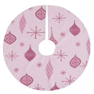 Jupon De Sapin En Polyester Brossé Ornements de Noël rétro Rouge