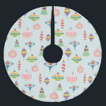 Jupon De Sapin En Polyester Brossé Ornements rétro | Mid Century Moderne<br><div class="desc">Ornements rétro de l'ère atomique | Moderne du milieu du siècle. Vintage pastel ornement de Noël répétition motif. Correspondance papeterie et décoration disponible en magasin.</div>