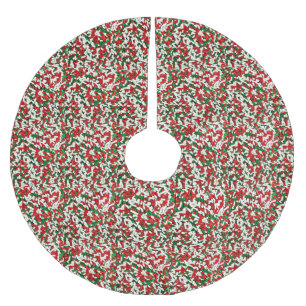 Jupon De Sapin En Polyester Brossé Paillettes de bonbons rouges blancs et verts Noël