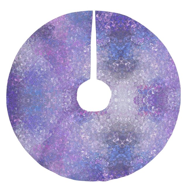 Jupon De Sapin En Polyester Brossé Paillettes rose et violet Bling  (Devant)
