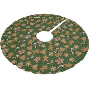Jupon De Sapin En Polyester Brossé Pain d'épices Cookies et Sucres de canne dans Snow