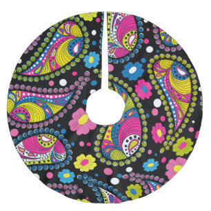 Jupon De Sapin En Polyester Brossé Paisley de style tribal, motif ethnique sans soudu