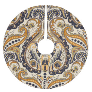 Jupon De Sapin En Polyester Brossé Paisley Floral : Conception colorée et transparent