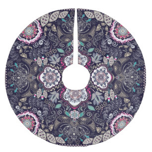 Jupon De Sapin En Polyester Brossé Paisley floral, design de poche carré.
