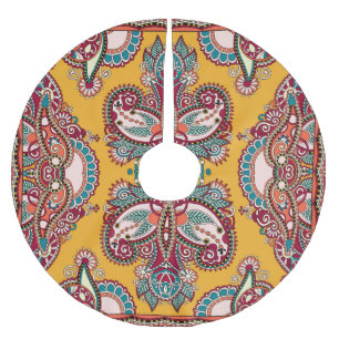 Jupon De Sapin En Polyester Brossé Paisley florale ornementale : Bandanna traditionne