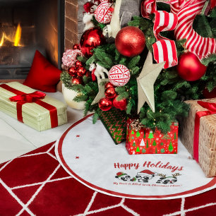 Jupon De Sapin En Polyester Brossé Pandas de Noël personnalisés