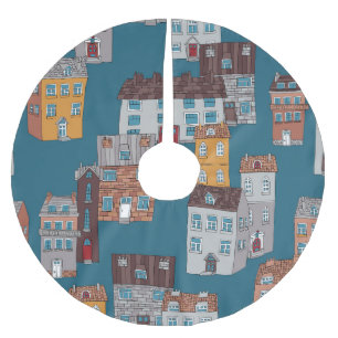 Jupon De Sapin En Polyester Brossé Papier peint Cartoon City Vintage