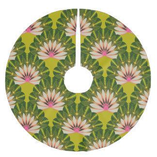 Jupon De Sapin En Polyester Brossé Papier peint en lotus stylisé : rose, vert.