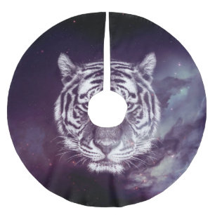 Jupon De Sapin En Polyester Brossé Papier peint Galaxy Tiger Face
