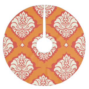 Jupon De Sapin En Polyester Brossé Papier peint orange damassé : floral sans soudure.