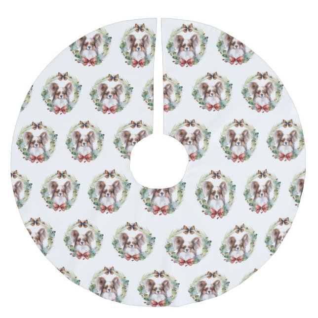 Jupon De Sapin En Polyester Brossé Papillon Christmas Wreath Festive Pup (Devant)