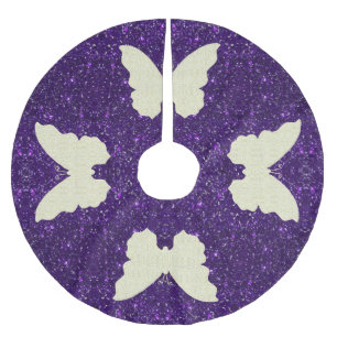 Jupon De Sapin En Polyester Brossé Papillon De Dentelle Sur Jupe D'Arbre À Parties sc