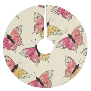 Jupon De Sapin En Polyester Brossé Papillons volants : motif en ivoire sans soudure