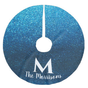 Jupon De Sapin En Polyester Brossé Parties scintillant de Noël moderne Monogramme Nom