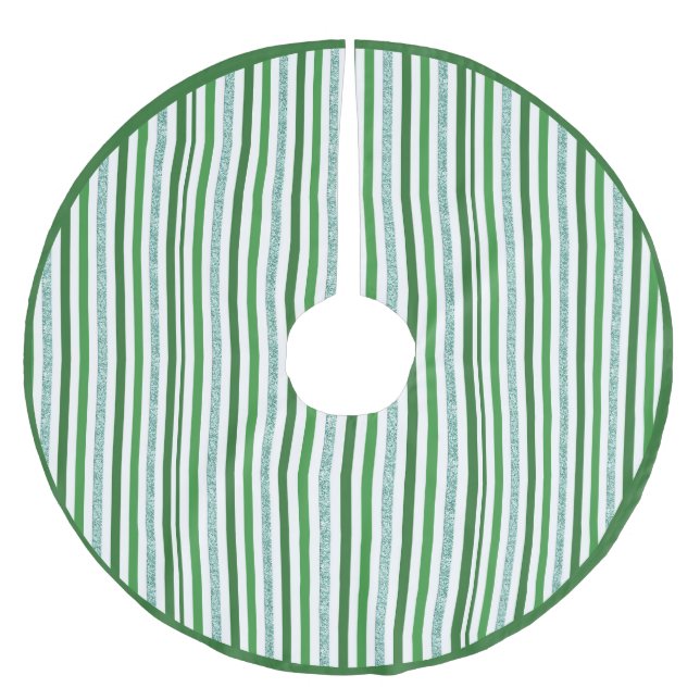 Jupon De Sapin En Polyester Brossé Parties scintillant moderne verte en argent rayé N (Devant)